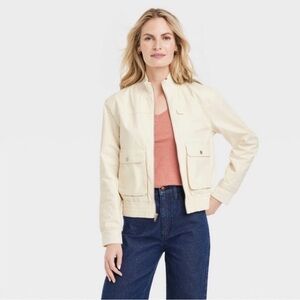 Universal Thread Cream Utility Bomber Jacket
